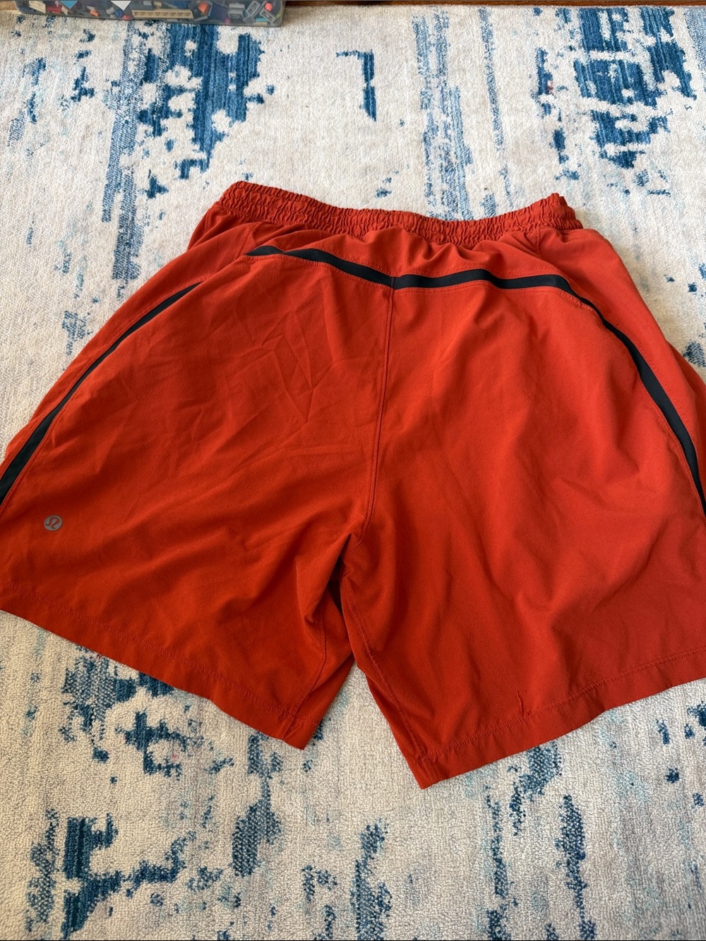 lululemon athletica Men’s Orange-Red Athletic Shorts with Black Piping